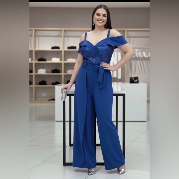 Elegant Blue Women's Jumpsuit - Picture 3 of 8